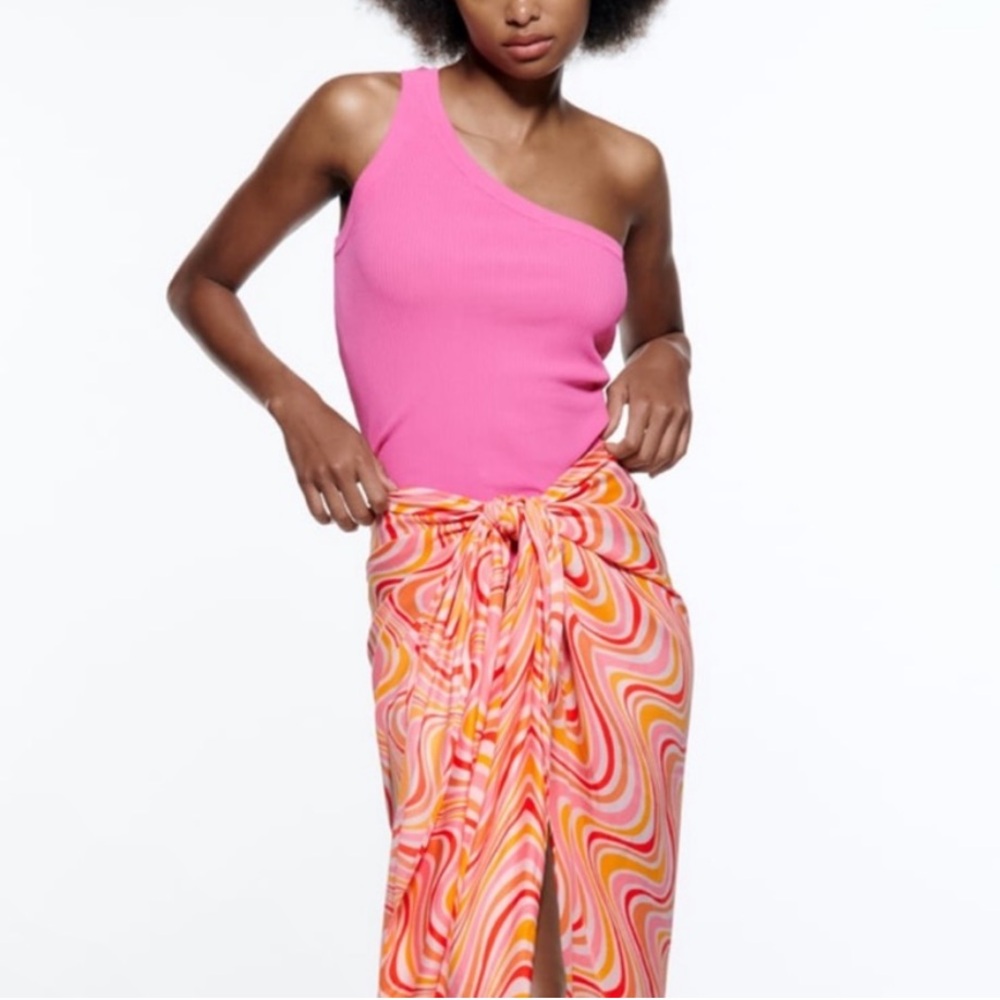 Zara one shoulder ribbed top